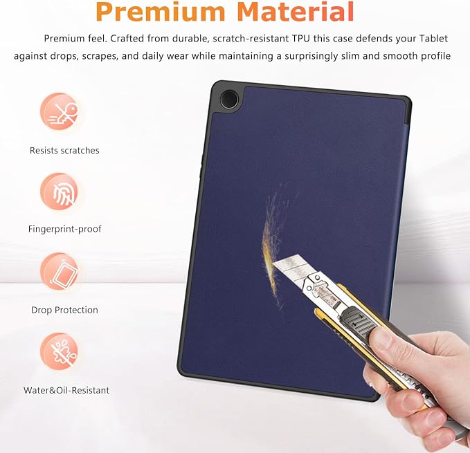 Case for Samsung Galaxy Tab A11/ A9 8.7 inch Tablet – Premium TPU Protective Cover with Folding StandPen Holder SlotAuto Sleep/WakeSlim LightweightShockproof(Dark Blue)