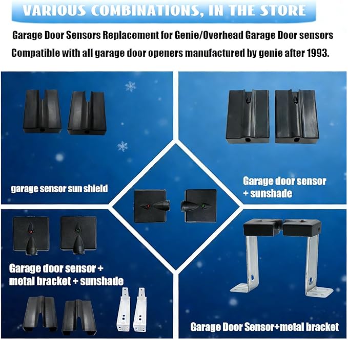 Garage Door Sensors, Replacement for Genie/Overhead Garage Door sensors, GSTB-R STB-BL Garage Sensor for Genie Garage Door Openers Manufactured After 1993. (Receiving&Sending)-Does Not Include Bracket