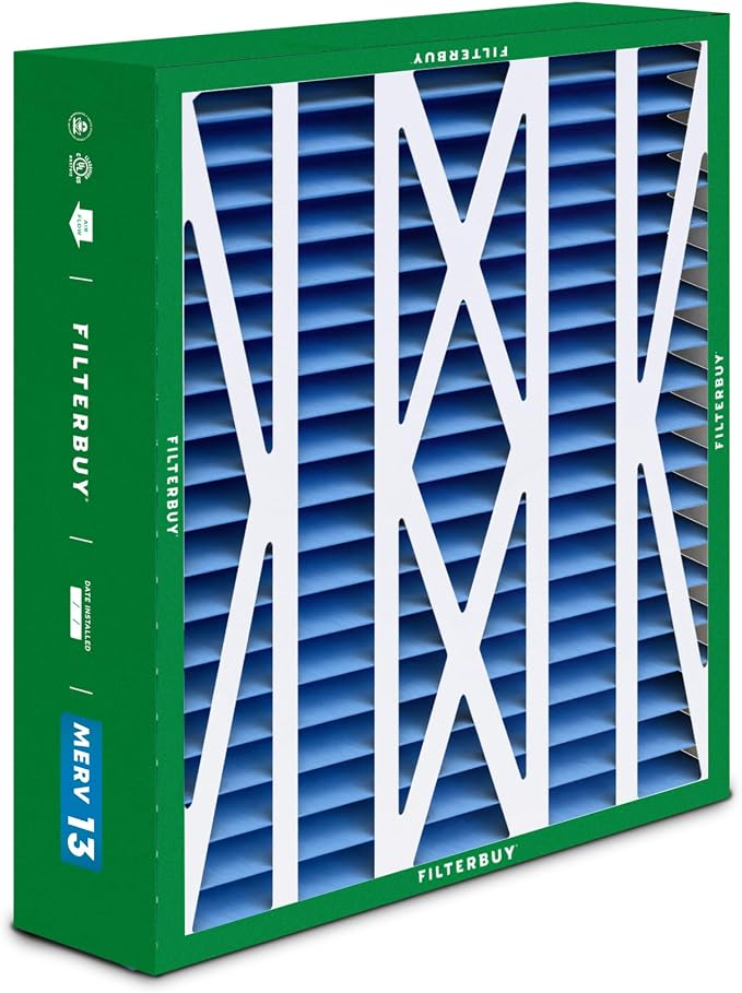 Filterbuy 20x23x5 Air Filter MERV 13 Optimal Smoke & Allergy Defense, Pleated