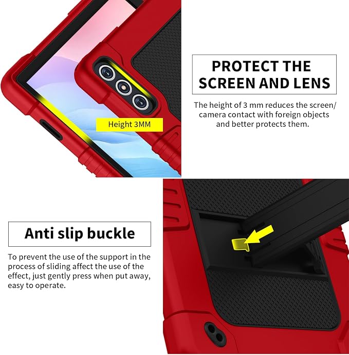 Case for KADYBE D106 Tabletfor MEIZE D106 Tablet CaseShockproof Hybrid Case with Shoulder Strap for VOZIZOV D106 Android 14/KADYBE D106/MEIZE D106/FEONAL 10.1 inch 2024 Tablet (Black)