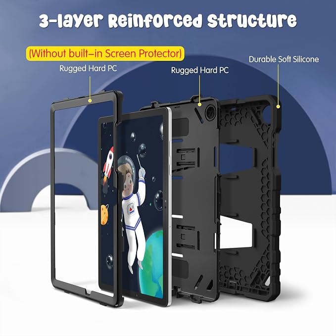 Fintie Kid-Friendly Case for Samsung Galaxy Tab A11+/A9+ 11'' Black | Rugged Shockproof Case Kickstand &amp Shoulder Strap Adjustable Stand 3-Layer Drop Protection for Learning &amp Travel