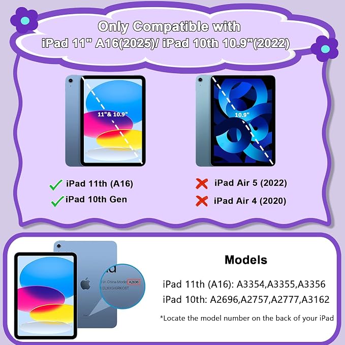 Case for iPad 11 11th Gen (A16) 2025 &amp 10th Gen 2022 10.9 Purple+Green | Kickstand | With Pencil Holder | Drop-Proof Silicone+Hard Shell | Raised Edge Protects Screen&ampCamera | Heavy Duty Pr