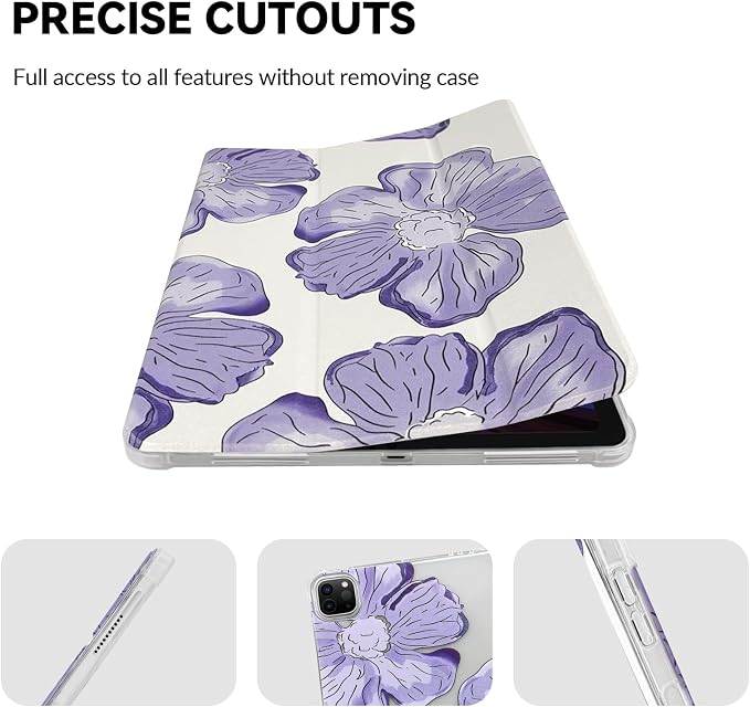 Lovmooful for iPad 9/8/7 Gen Case with Pencil Holder Cute-Bear Flower | Fit for iPad 9/8/7 (10.2-Inch2021/2020/2019 Model9th/8th/7th Generation)Soft TPUTrifold StandProtectiveGirly