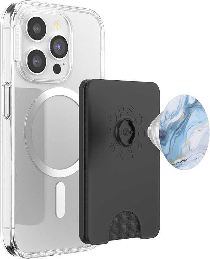 Marble-Like Blue and White Gold Pattern Aesthetic PopSockets Adhesive PopGrip
