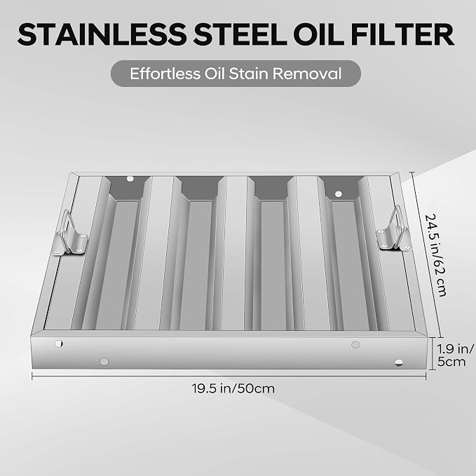 Hood Filters 19.5W x 24.5H Inch, 430 Stainless Steel, Commercial Kitchen Range