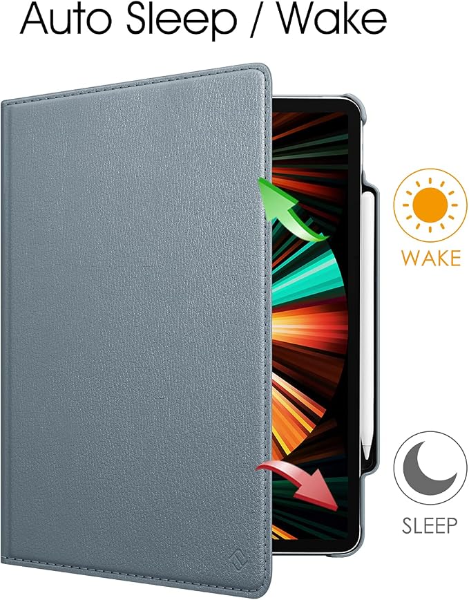 Fintie Rotating Case for iPad Pro 12.9-inch 6th/5th/4th/3rd Generation | 360° Swivel Stand Landscape &amp Portrait Viewing Shockproof Protective Cover Pencil Holder Auto Sleep/Wake Black