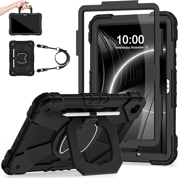 Auizotl Case for Samsung Galaxy Tab A11+/A9+ Plus 11 Inch with Screen Protector/Rotating Stand/Pen HolderMilitary Grade Shockproof Cover for Galaxy Tab A11 Plus /A9 Plus CasesBlack