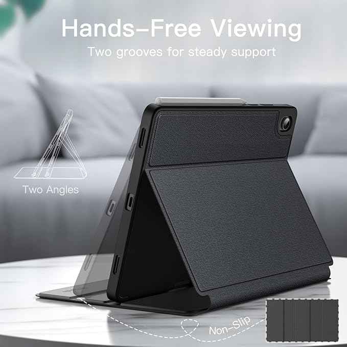 JETech Folio Case for Samsung Galaxy Tab S11 Black | Multi-Angle Stand Cover S Pen Holder Slim Protective Cover Auto Wake/Sleep