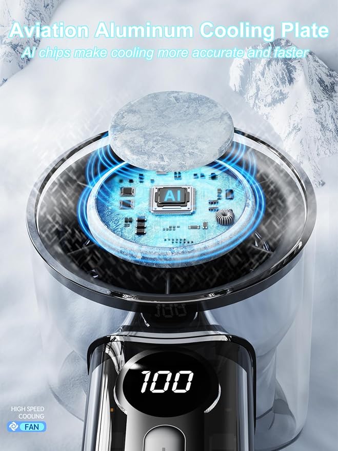 Portable Handheld Turbo Fan with Ice Cooling Plate, Personal Hand Held Mini Travel Fan 14000RPM Adjustable Speed 1-100, Portable Pocket AC Fans Rechargeable Digital Display, Gifts for Women Men Beach