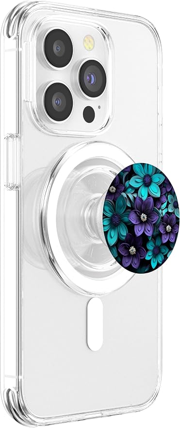 Teal Blue Flower Wildflower Bouquet Purple Floral Design Art PopSockets Adhesive PopGrip