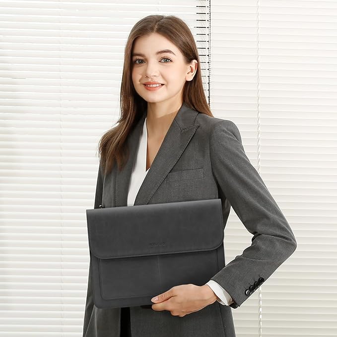 MOSISO Laptop Case 13 inch, 13 inch Laptop Sleeve Compatible with MacBook Air M4 M3 M2 M1 2025-2018 / Pro M2 M1 2025-2016, PU Leather Flap Carrying Case with Stand&Small Pouch, Slate Gray