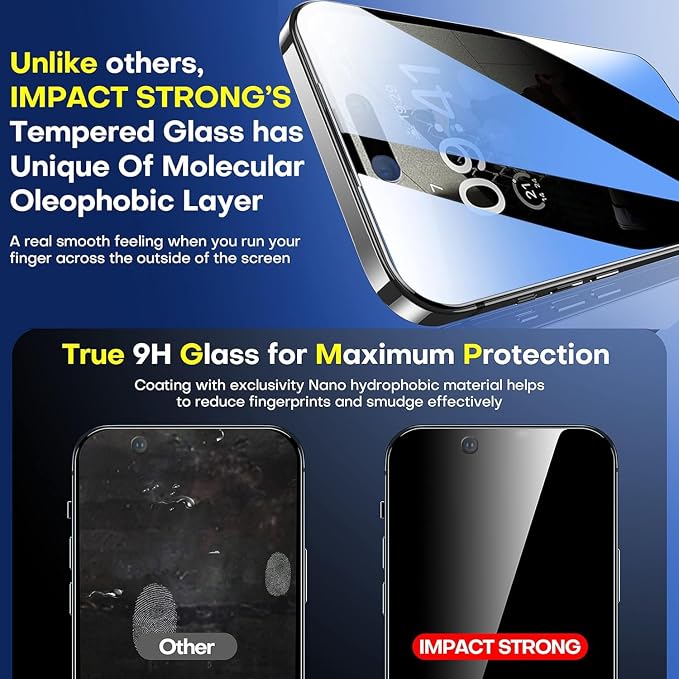 ImpactStrong Anti-Spy Privacy Screen Protector for iPhone 11 / iPhone XR (6.1-Inch) 9H Tempered Glass Shatter-Resistant Anti-Scratch Easy Install Kit Case Friendly 2-Pack