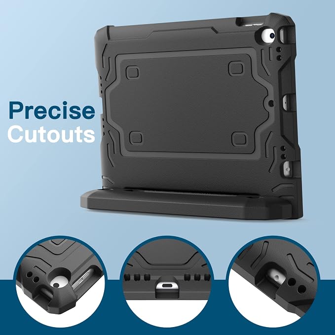JETech Kids Case for iPad 9th/8th/7th Gen 10.2 Black | Built-in Screen Protector 360° Rotating Handle Stand Shockproof Full-Body Protection Kid-Friendly Design