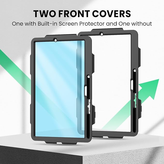 SEYMAC Case for Samsung Galaxy Tab S6 Lite 10.4'' 2024/2022/2020 (SM-P620/P610/P615) Heavy Duty Full-Body Shockproof Protective Case with Screen Protector Rotating Stand Hand/Shoulder Strap Black