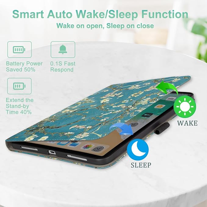 Lokigo Case for iPad (A16) 11th/10th Generation Aurora Forest | for iPad 11th-11 Inch/10th-10.9 Inch Stand Cover Pencil Holder/Hand Strap/Pocket Support Touch ID Auto Wake/Sleep