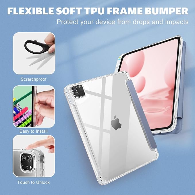 Case for iPad 9/8/7 Gen Case(2021/2020/2019)- Shockproof Cover with Built-in Pencil Holder- Smart Auto Sleep/Wake - Perfect for Students at Home/School-Pink