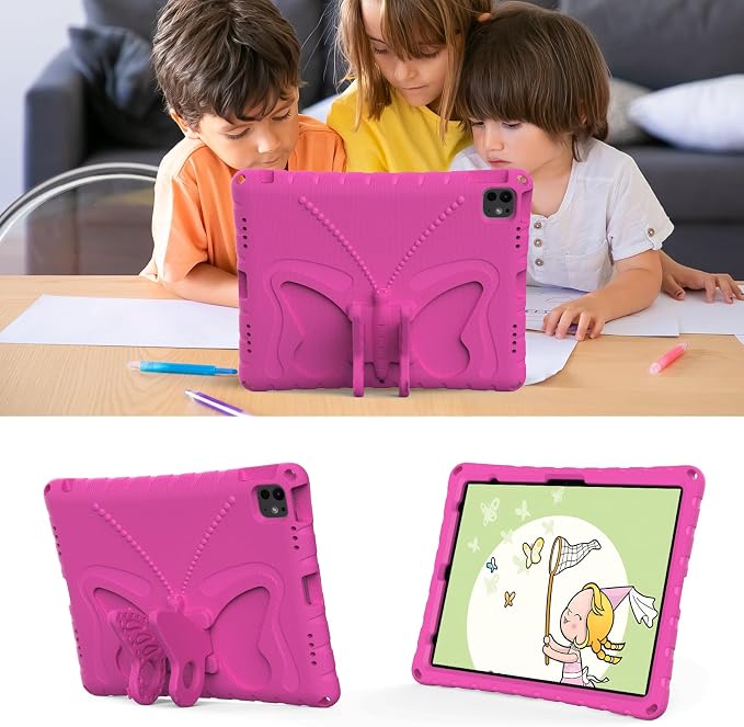 Kids Case for iPad Air 13 (2026/2025/2024) M4/M3/M2 &amp iPad Pro 13 2024 &amp iPad Pro 12.9 Cover 6th/5th/4th/3rd Gen (2022/2021/2020/2018) DIY Figures EVA Rubber Handle Stand Shockproof Bumper