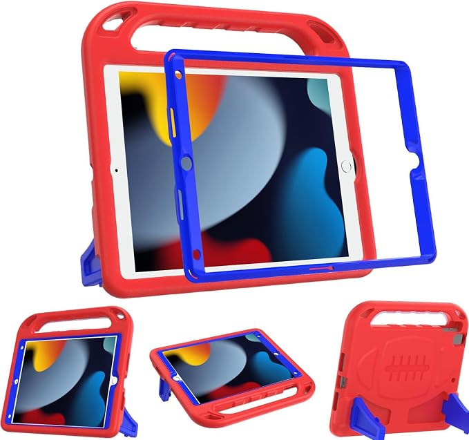 BMOUO Kids Case for iPad 9th/8th/7th Generation (iPad 10.2 Inch 2021/2020/2019) with Built-in Screen Protector Durable Shockproof Handle Stand iPad 9th 8th 7th Generation Case for Kids Black