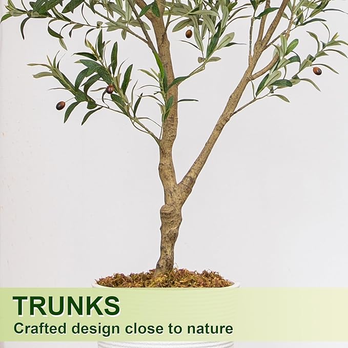 7FT Olive Tree Artificial Indoor, 84in Tall Faux Olive Tree with Pot, Fake Potted Tree with Fruits for Home Office Decor