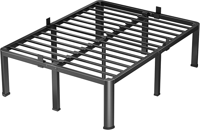 18 Inch King Heavy Duty 3500 lbs Bed Frame with Round-Corner Legs & Anti-Squeak Design – Quick Assembly Metal Platform, No Box Spring Needed