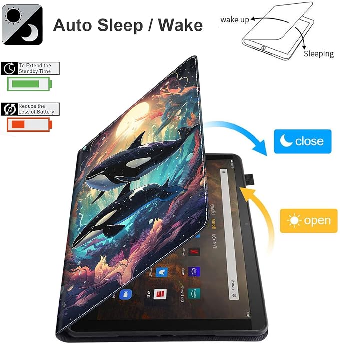 Case for Amazon Kindle Fire Max 11 Case (13th Gen 2023 Release) 11，Slim Fit Foldable Standing Cover Case with Auto Sleep/Wake for Fire 11 Max Tablet，Skull and Fire