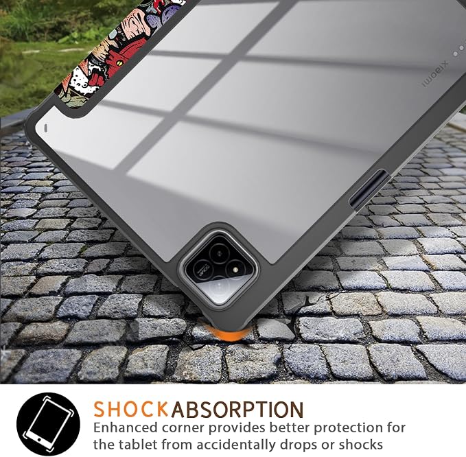 Case Compatible with Xiaomi pad 7/7 Pro 11.2 2024Slim Drop Protection Tri-Fold with Hard Shell Transparent Back and Pen Holder Stand Smart Cover with Auto Wake/SleepBlack