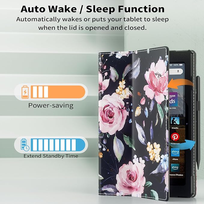 Case for Amazon Kindle Fire HD 10 Tablet (13th/11th Generation 2023/2021 Release) &amp Fire HD 10 Plus Tablet - Slim Folding Stand Folio Cover with Auto Wake/Sleep and Hand Strap Black