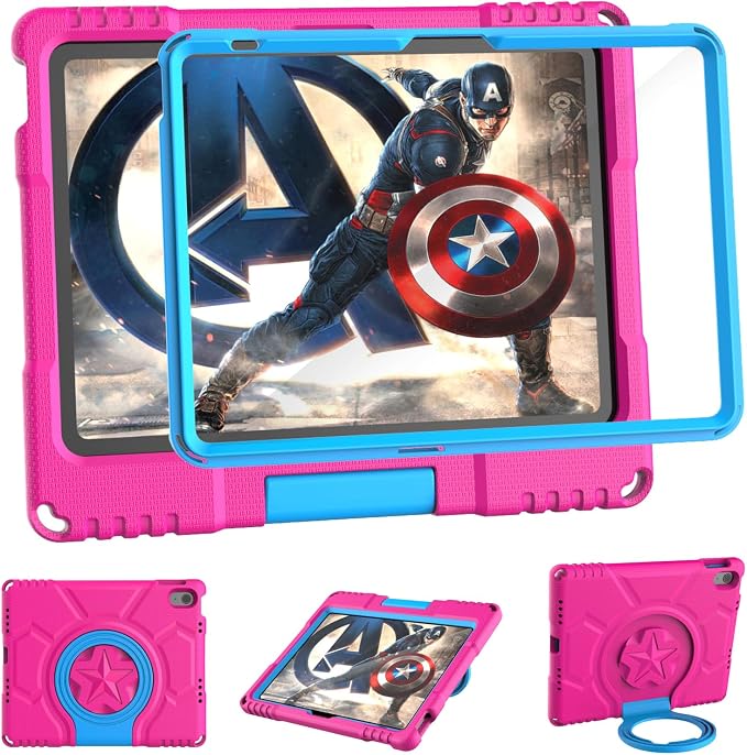 Kids Case for iPad 10th Generation 10.9-inch (2022) &amp iPad Air 11-inch M2 (2024) &amp iPad Pro 11-inch M4 (2024) Lightweight Shockproof Case Built-in Screen Protector with Handle Stand Black