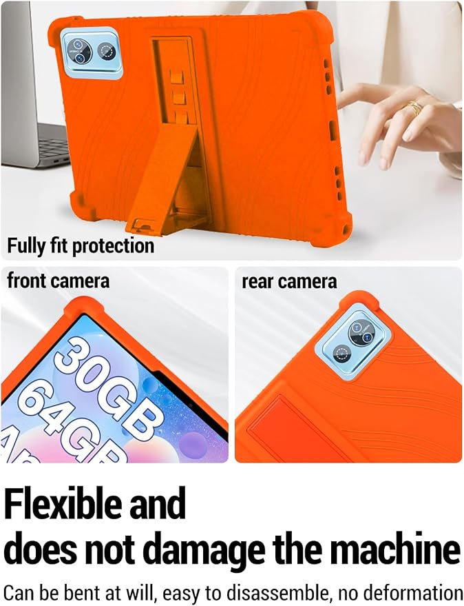 for DEERTiME E15 10 inch Android 15 Tablets Protective caseShockproof Lightweight Silicone Protective Cover with StandChild-Friendly ProtectionEasy to Clean DesignBlack