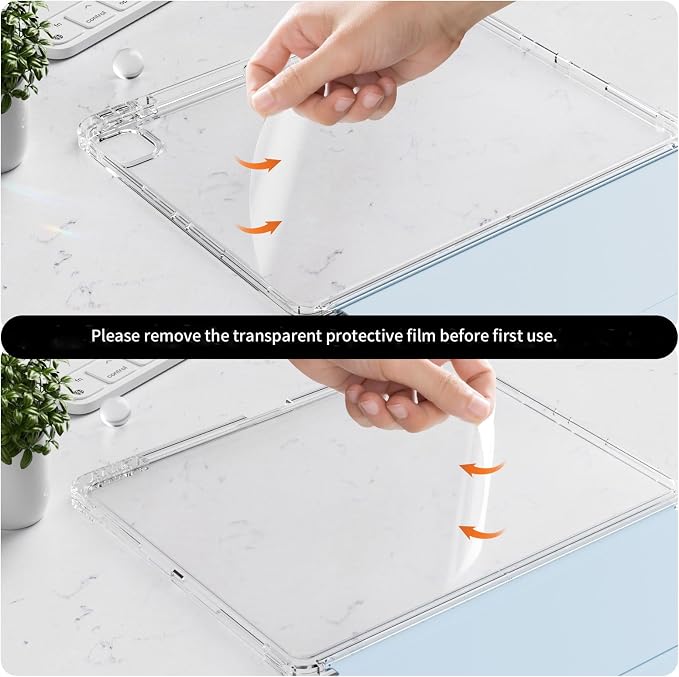 Hybrid Case for iPad Pro 11 Inch 4th/3rd/2nd Generation (2022/2021/2020) with Pencil Holder 2 in 1 Detachable Cover with Clear Transparent Back Shell Support 2nd Gen Pencil Charging Black