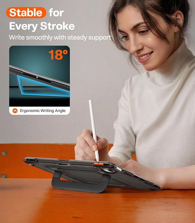 TORRAS Ostand K3 Neo for iPad Air 11 Inch Case (M4 2026 M3 2025 M2 2024) Viewing Angles AdjustableUltra Stable Stand Shockproof Protective Slim Kickstand Case with Pencil Holder Glacier Sprint