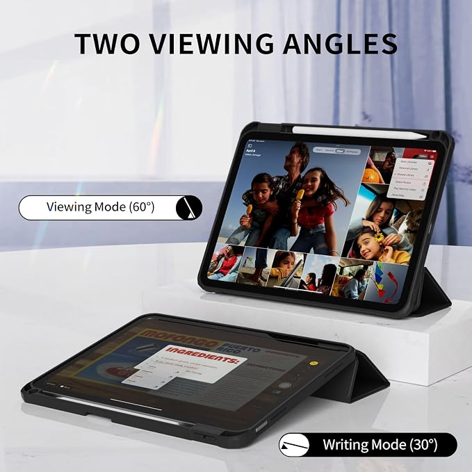 Detachable Case for iPad A16 11th Gen 11/10th Gen 10.9 Black | Slim Transparent Shell Back Soft Shockproof TPU Frame Without Pencil Holder Auto Sleep/Wake