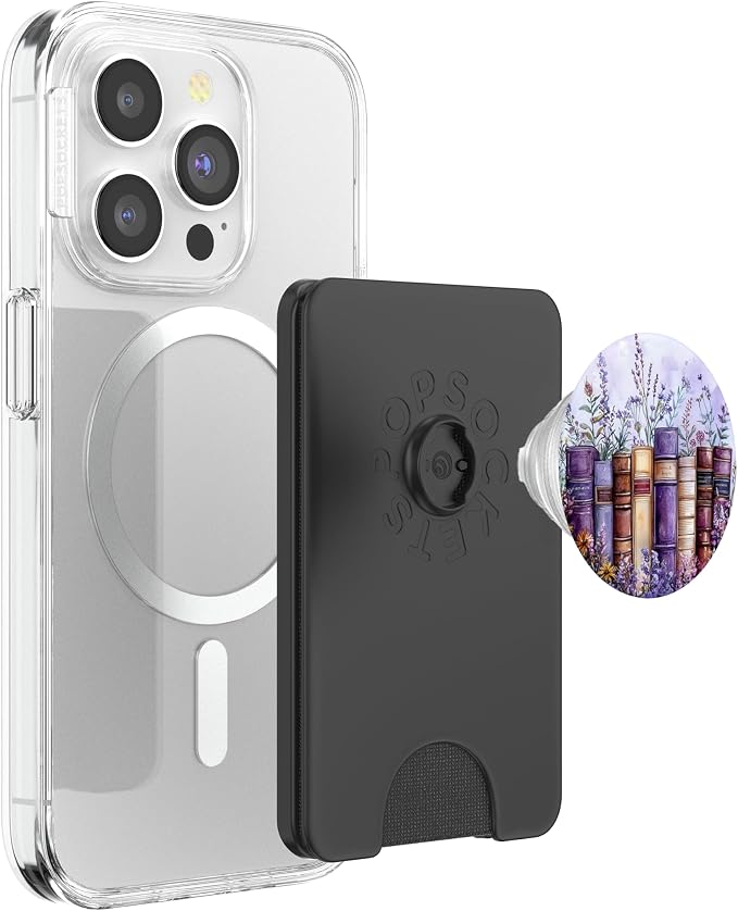 Book Lover Purple Wildflower Book Themed Floral Bookworm PopSockets PopGrip for MagSafe