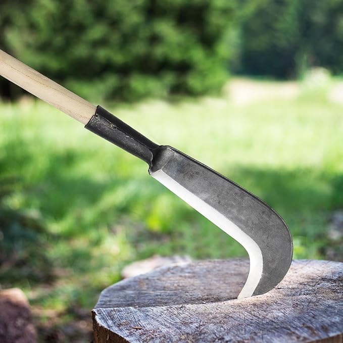 Sickle Garden Tool，22" Steel Machete Heavy Duty for Cutting Trees,Machete for Yard Work with Wooden Handle