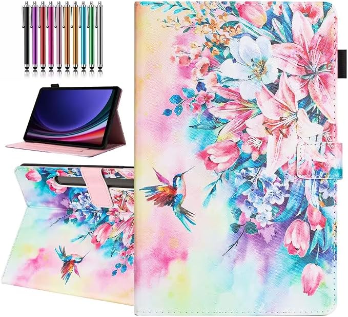 Case for Samsung Galaxy Tab S10 Lite/ S10 FE/ S9 FE 10.9 InchX400/X520/X510 Auto Wake/Sleep Premium PU Leather Folding Stand Cover with Pen Holder &amp Multiple Viewing Angles - Beach
