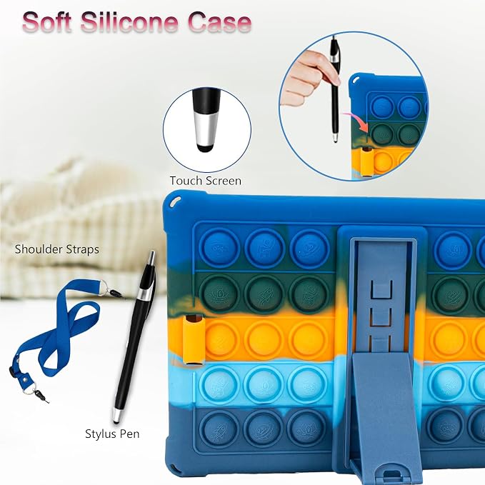 ATOOZ for Urao X109 Tablet Case 10.1 inch 2026Black | Unzip Bubble Texture Color Blocking Silicone Case for Urao X109 Tablet 10.1 with PC Stand &amp Stylus Pen &amp Shoulder Straps