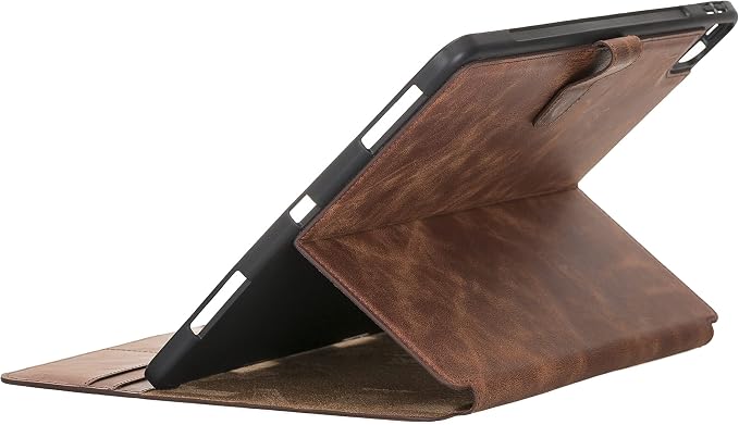 Genuine Leather Handmade iPad 10.2 Magnetic Closure Case with Separeted Compartments and Card Slots for Women &amp Men (8th Gen 2020) (7th Gen 2019) (Black)