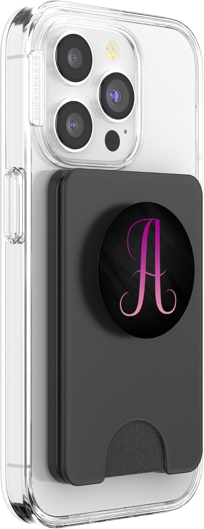Pink Purple Letter A Monogram On Black PopSockets Adhesive PopGrip