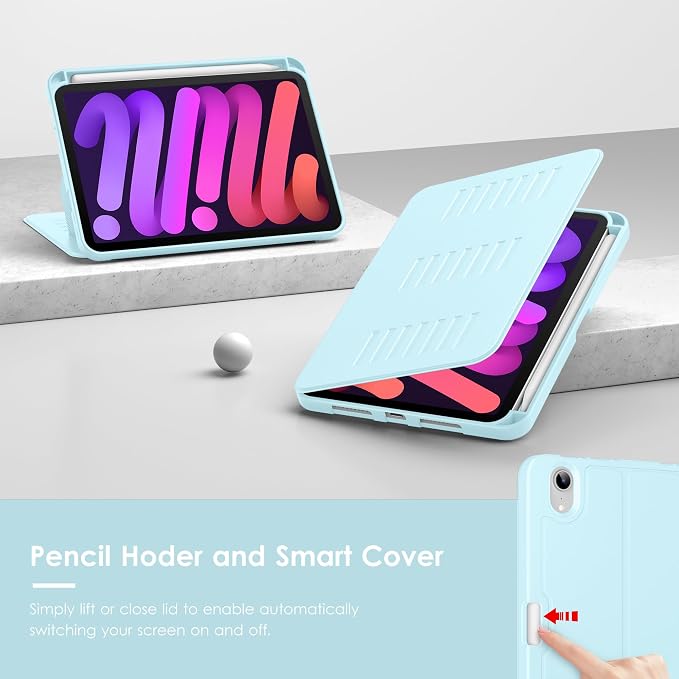 VIKESI Case for iPad mini 7 (A17 Pro) and iPad mini 6Multiple Angles Magnetic Stand CoverShockproof Soft BackPencil Holderand Auto Sleep/WakeBlack