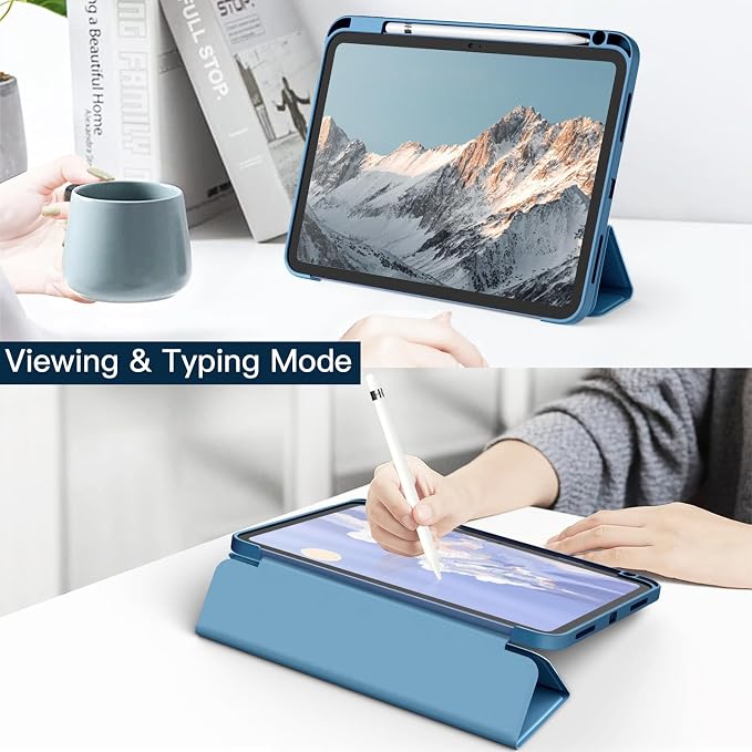 JETech Case Cover for iPad (A16) 11th/10th Gen Black | For 2025/2022 Model Clear Transparent Back Pencil Holder Slim Shockproof Tri-Fold Stand Auto Wake/Sleep