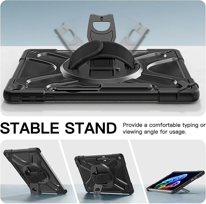 ZenRich Rugged Case for Microsoft Surface Pro 12 (2025)12 inch | Shockproof Hard Protective Case with 360 Rotating KickstandPen Holder and Hand Strap Compatible with Type Cover Keyboard