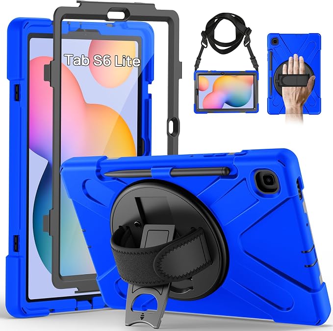 Gerutek Case for Samsung Galaxy Tab S10 FE+/ S10 FE Plus 2025 13.1 Inch Full-Body Drop Protective Case with Screen Protector Pen Holder 360° Rotate Hand Strap &amp StandShoulder Strap Black