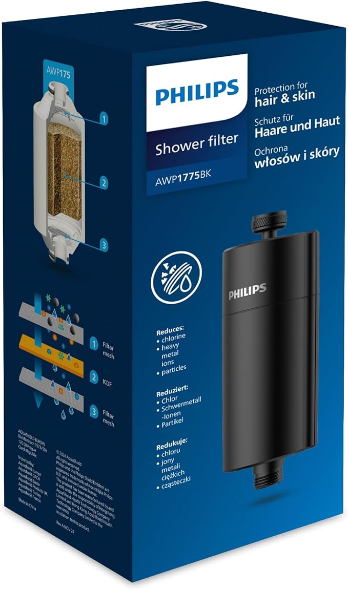 Philips Water in-Line Shower Filter, 50 000 L Filtration Capacity, fits All
