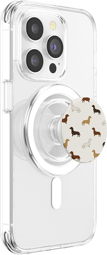 Beige Dachshund Dog Pattern PopSockets Adhesive PopGrip