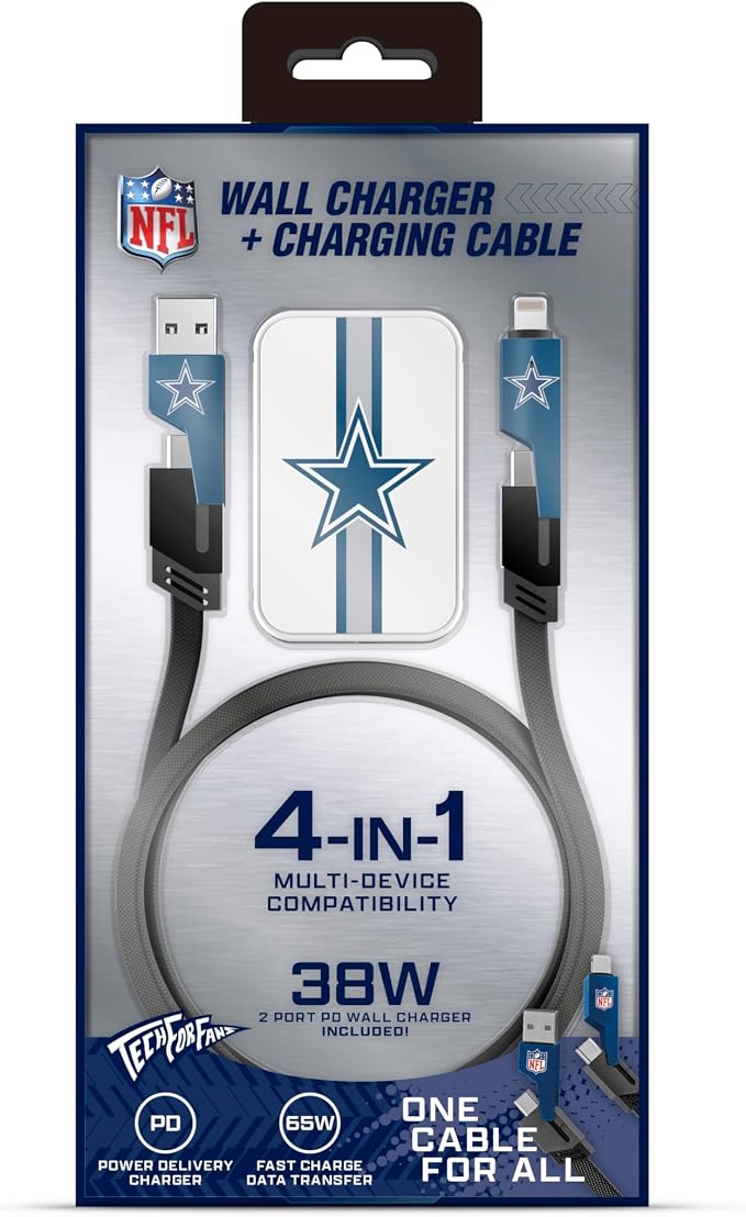 SOAR NFL Slim Wall Charger and 4 In 1 Multi Charging Cable