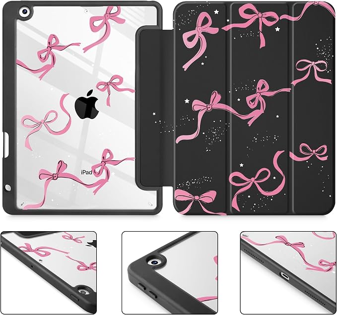 May Chen for iPad 9th Generation with Pencil Holder iPad 8th/7th Gen Case 10.2-inch [Penceil Holder] Trifold Stand Auto Wake/Sleep Clear TPU Protection Back Cover Ballet Shoes