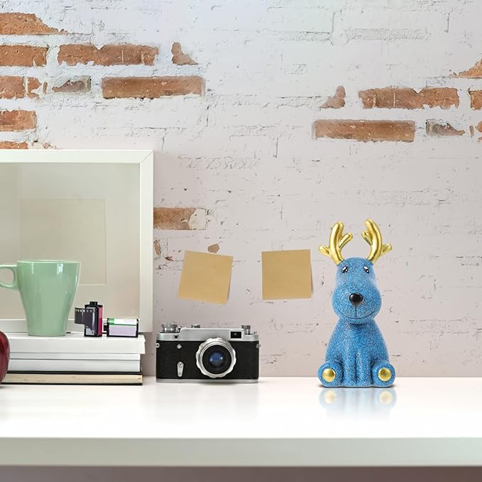 KALLORY Deer Eyeglasses Stand Decorative Glasses Storage Rack Resin Tabletop Eyewear Organizer for Home Desk Display