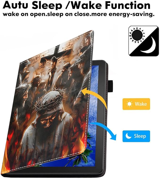 Case for Amazon Fire HD 10 Tablet (9th/7th Generation 2019/2017 Release) Slim PU Leather Cover with Card Slot &amp Auto Wake/Sleep for Fire 10.1 Tablet African American Girl