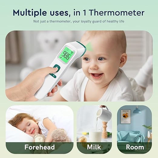 Viproud Forehead Thermometer for Adults and Kids, Fast Accurate Thermometer with Fever Alarm, 1S Reading & Silent Mode, Easy to Use Health Thermometer (Green)