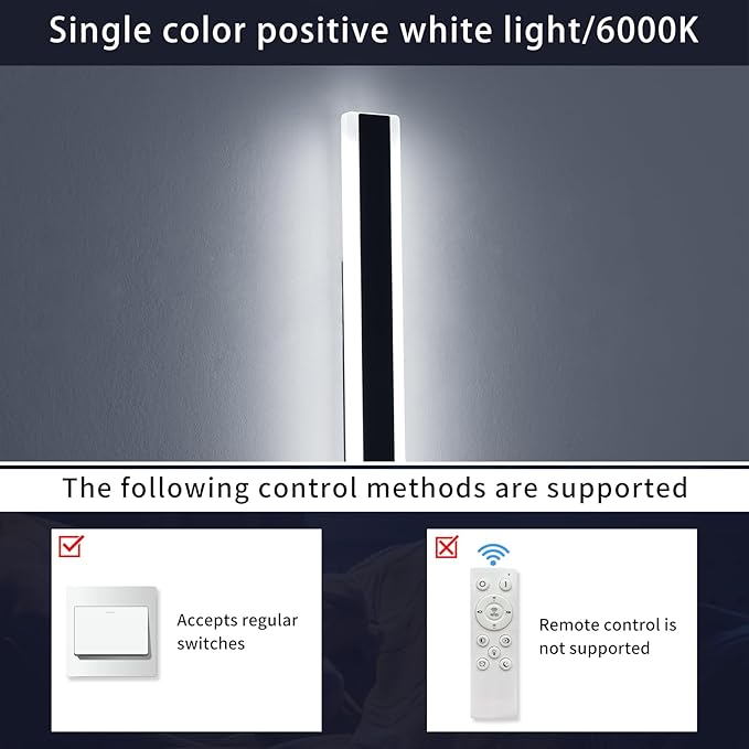 Mikeru 39.3inch Long Led Wall Light, 6000k Cool White Modern Outdoor Wall Light Ip65 Waterproof Black Acrylic Porch Exterior Lighting Fixtures, Exterior Wall Mount Lights for Garage Front Door